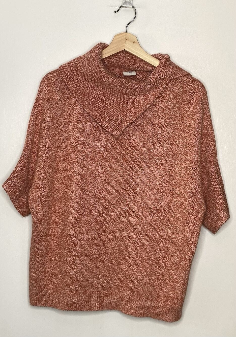 Cabi Women's Orange Dolman Short Sleeve Cowl Neck Pullover Sweater - Size Small